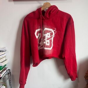 Jordan Red Cropped Hoodie Sweater